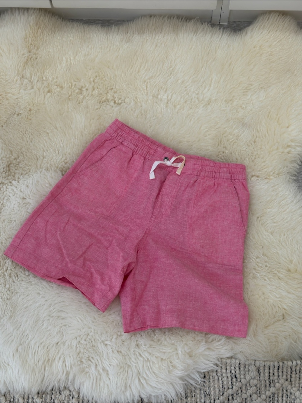Janie and Jack Pink Linen-Blend Elastic Waist Shorts